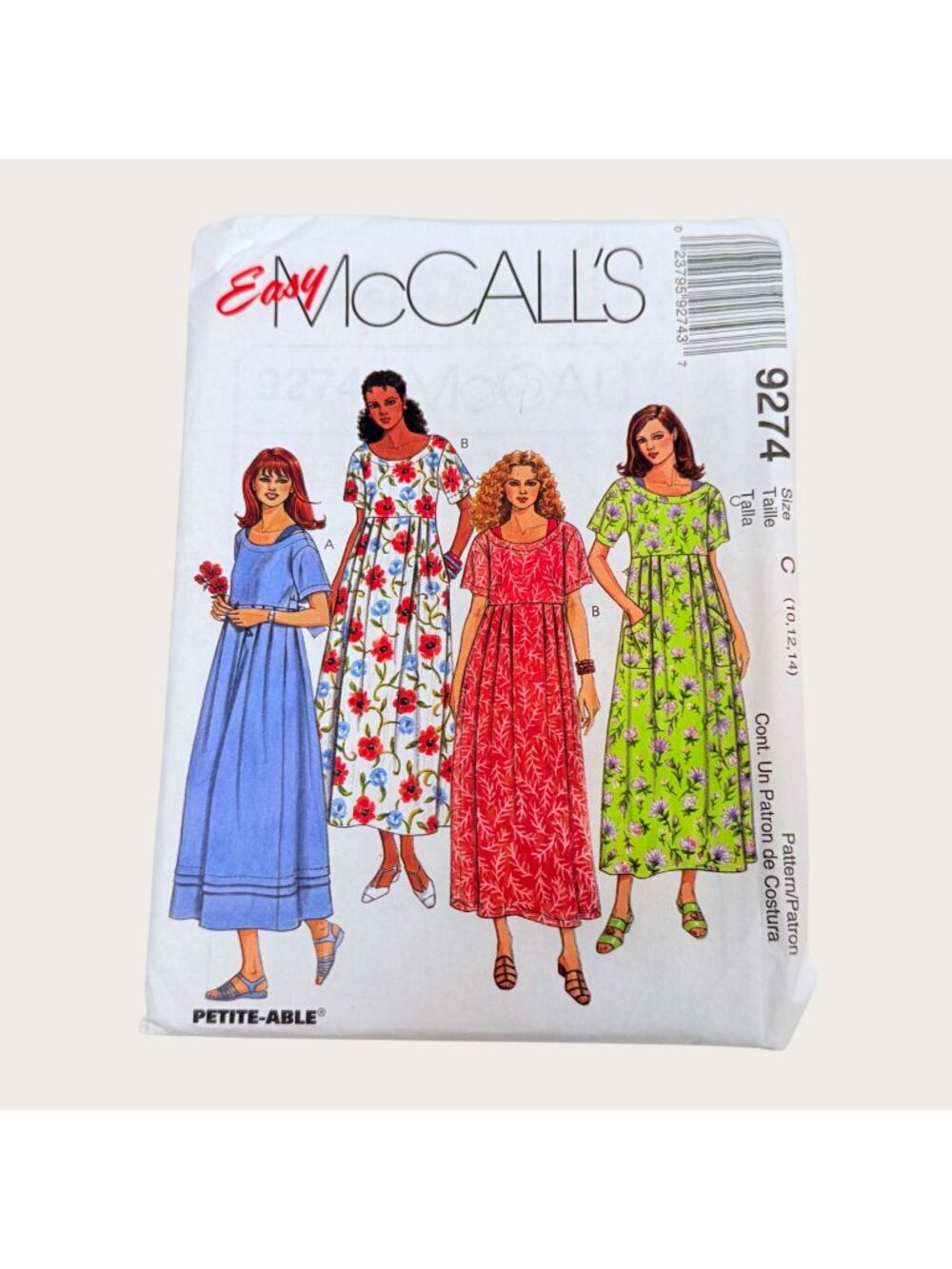 Vintage 1990s McCalls Sewing Pattern 9274 Misses Dress Slip Size 10-14 Uncut